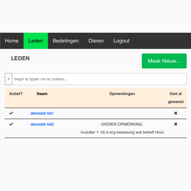 screenshot van een custom DB